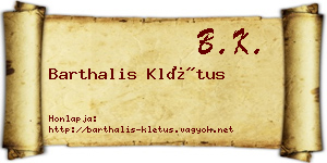 Barthalis Klétus névjegykártya